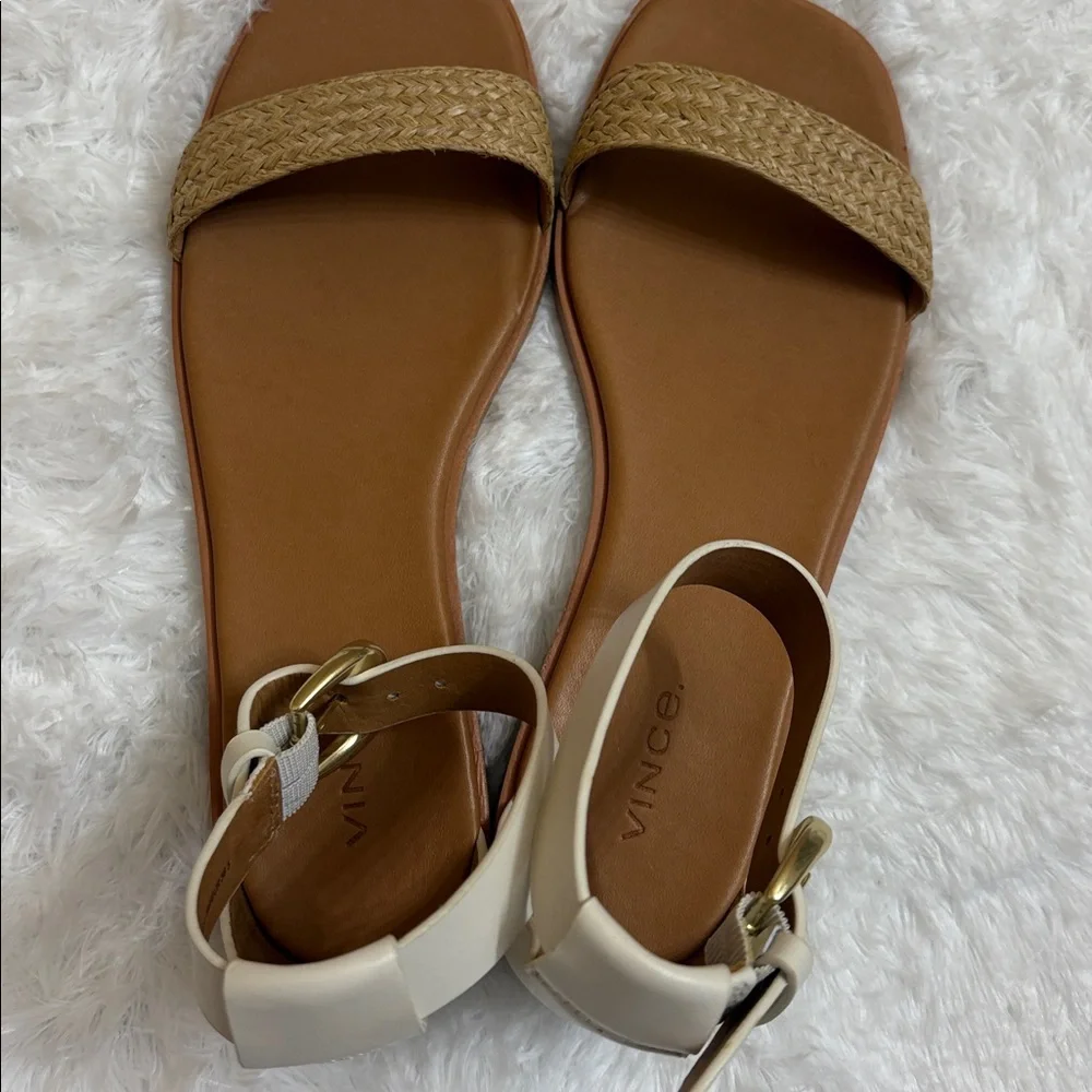 NEW In Box Vince Martina Ankle Strap Sandal In Milk Color Size 6 1/2 M